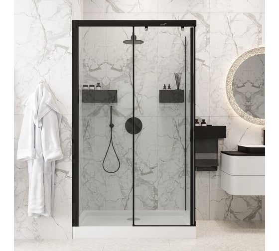 Душевой уголок Cerutti SPA Marbella-120B-L 120x80 без поддона, профиль черный, стекло прозрачное 7909