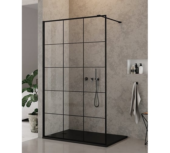 Душевой уголок Cerutti SPA MUZA-T100 100x100см без поддона профиль черный стекло прозрачное с рисунком 8406