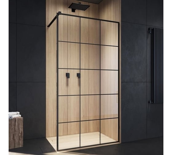 Душевой уголок Cerutti SPA MUZA-T100 100x100см без поддона профиль черный стекло прозрачное с рисунком 8406