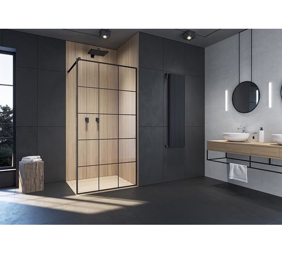 Душевой уголок Cerutti SPA MUZA-T100 100x100см без поддона профиль черный стекло прозрачное с рисунком 8406