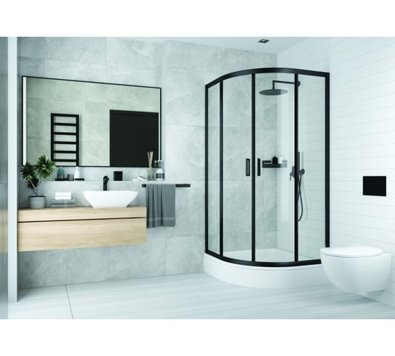 Душевой уголок Cerutti SPA VIVA-100B 100x100 без поддона профиль черный стекло прозрачное 8412