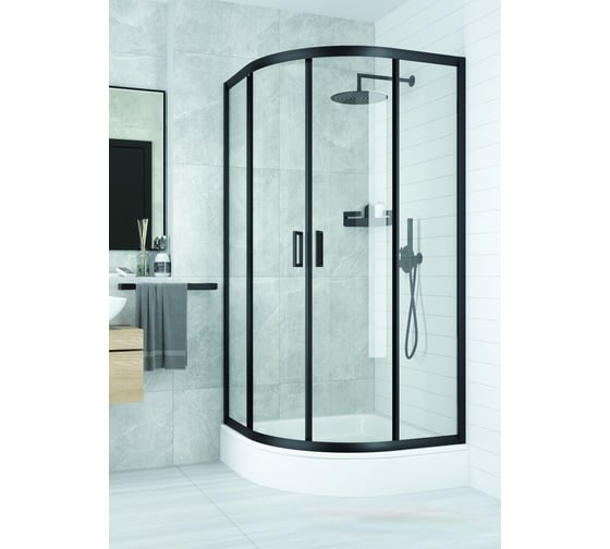 Душевой уголок Cerutti SPA VIVA-100B 100x100 без поддона профиль черный стекло прозрачное 8412