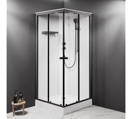 Душевая кабина AM.PM X-Joy Square 90x90, профиль матовый черный, стекло прозрачное W94C-403-090BT