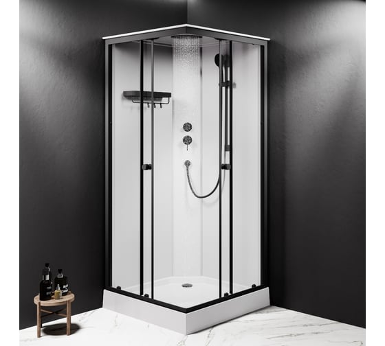 Душевая кабина AM.PM X-Joy Square 90x90, профиль матовый черный, стекло прозрачное W94C-403-090BT