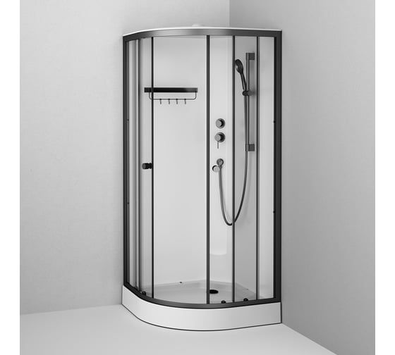 Душевая кабина AM.PM X-Joy 90x90, 1/4 круга, профиль матовый черный, стекло прозрачное W94C-401-090BT