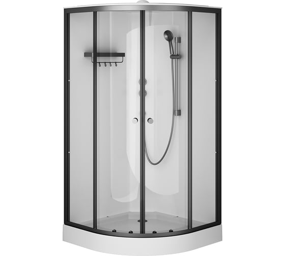 Душевая кабина AM.PM X-Joy 100x100, 1/4 круга, профиль матовый черный, стекло прозрачное W94C-401-100BT