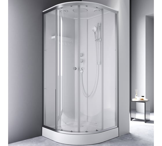 Душевая кабина AM.PM X-Joy 90x90, 1/4 круга, профиль матовый хром, стекло прозрачное W94C-401-090MT