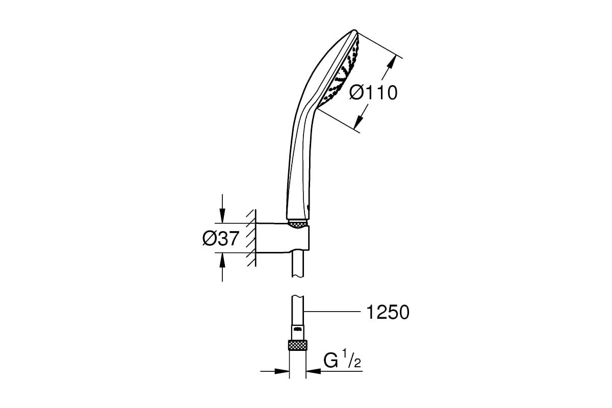 GROHE 27354000 - Doucheset EUPHORIA 110 MONO 1250 mm glanzend chroom