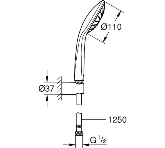 Душевой набор, душевой шланг 1250 мм Grohe Euphoria 110 Mono 27354000