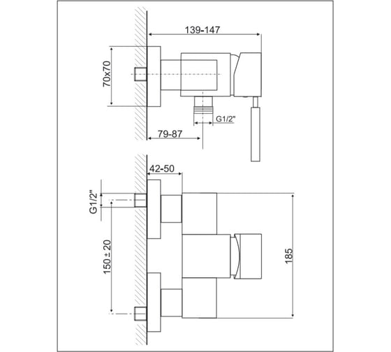 Смеситель для душа KajaAquadrat 58610-С