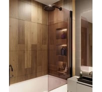 Стеклянная шторка на ванну FIXATOP 1400x500 мм, широкий профиль белый, стекло бронза матовая MGSHCU1400500SHROKIY8WHTBRZMT