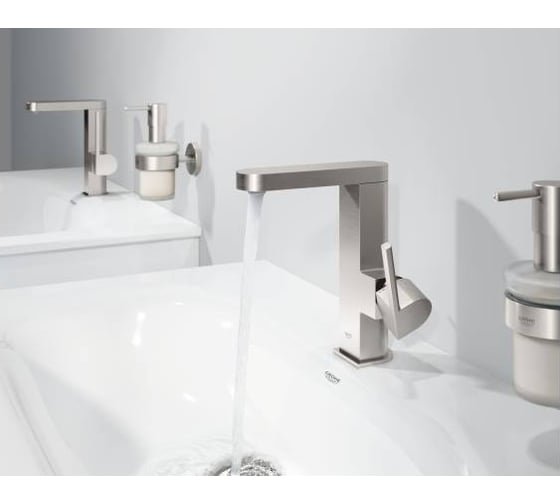 Смеситель для раковины Grohe Plus однорычажный, со сливным гарнитуром, поворотный излив 23871003
