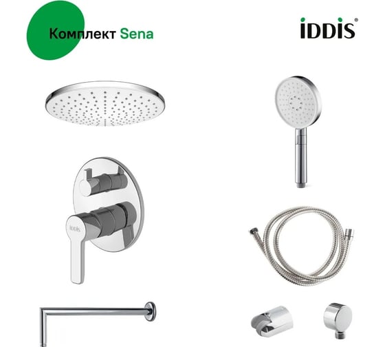Душевая система с тропическим душем и ручным душем IDDIS Sena, хром глянцевый, SENSB02i67