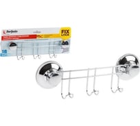 Планка-держатель PERFECTO LINEA FIX LOCK на вакуумных присосках с 3 крючками, хром. сталь 35-383240