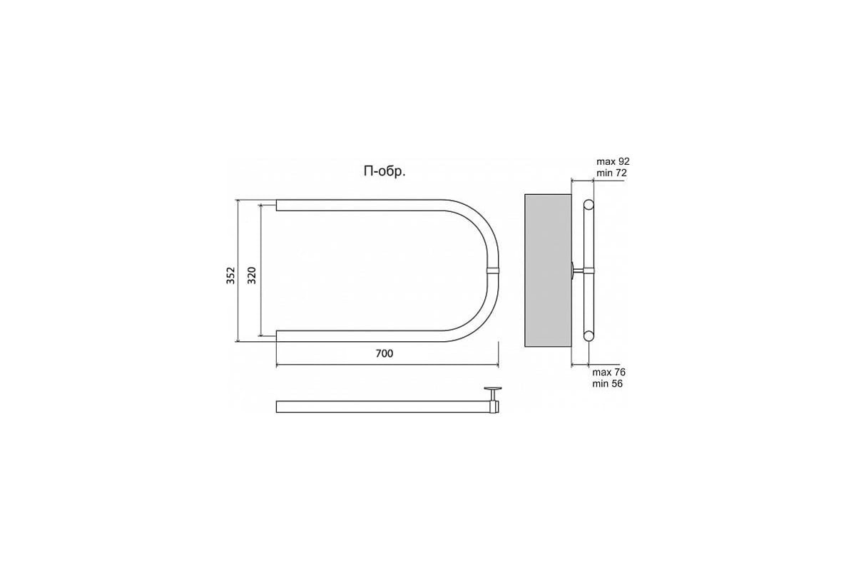 Водяной полотенцесушитель Terminus П-образный 320x700 4620768888236 .