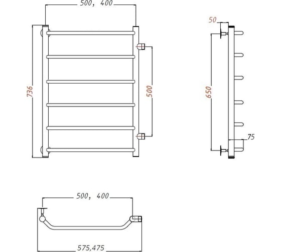 Водяной полотенцесушитель Тругор ЛЦ 1 50x80x40 Браво1/ПМ508040