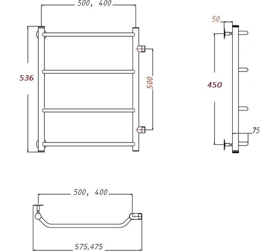 Водяной полотенцесушитель Тругор ЛЦ 1 50x60x50 Браво1/ПМ506050