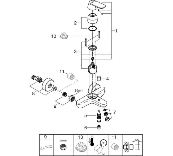 Смеситель для ванны GROHE Eurosmart Cosmopolitan хром (аналог 32831000) 3283100A 00000138272
