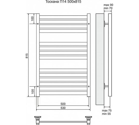 Электрический полотенцесушитель Terminus Тоскана П14 500x815, ТЭН HT-1 300W, л/п 4660059921228