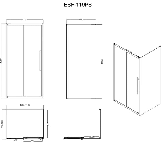 Ограждение душевое ESBANO ESF-119PS-B черный ESOGF119PSB