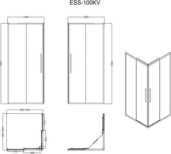 Ограждение душевое ESBANO ESS-100KV-C хром ESOGS100KVС