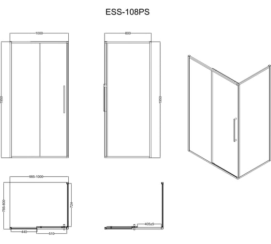 Ограждение душевое ESBANO ESS-108PS-B черный ESOGS108PSB