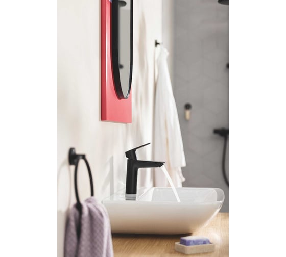 Смеситель для раковины GROHE Start с донным клапаном, S-Size, матовый черный 235512432
