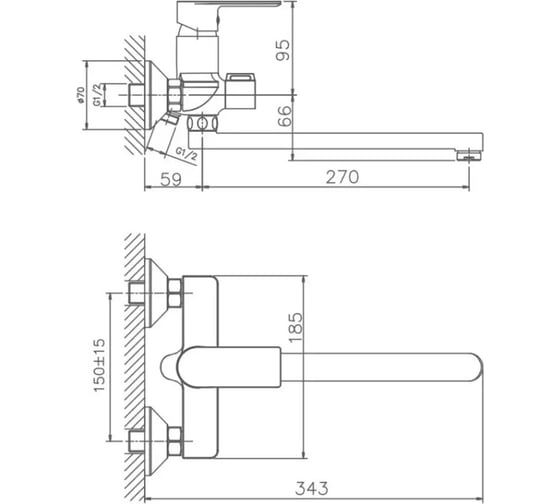 Смеситель для ванн с душем пепельный Haiba HB22505-3 315169 00315169