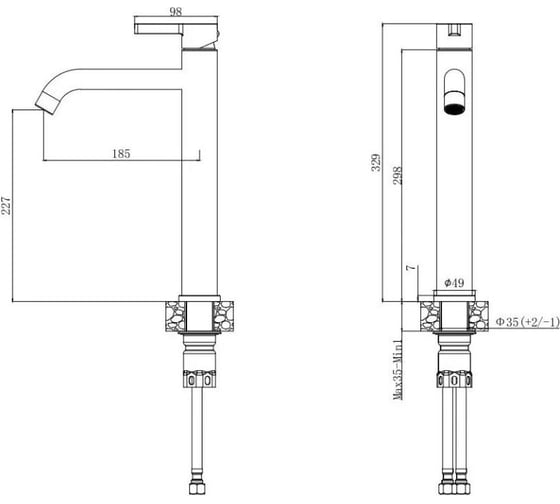 Смеситель для раковины VODA Vessel высокий VSL25B