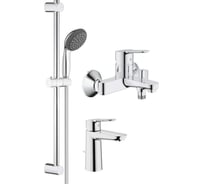 Комплект смесителей Grohe Start Edge для раковины, ванны, с душевым гарнитуром, хром 120210