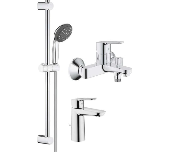 Комплект смесителей Grohe Start Edge для раковины, ванны, с душевым гарнитуром, хром 120210