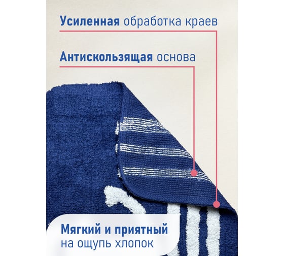 Коврик Fora для ванной комнаты, хлопковый, синий, ROYAL NAVY, с U-вырезом, 50х50 cm FOR-RN050-U 50