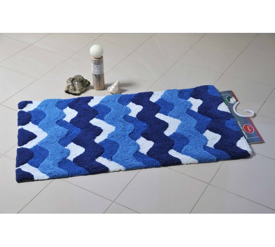 Коврик для ванной Fora Волны одинарный, голубой, 50х80 cm 2823-1 80BL