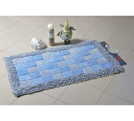 Коврик для ванной Fora Шахматы одинарный, голубой, 50х80 cm 1845-1 80BL