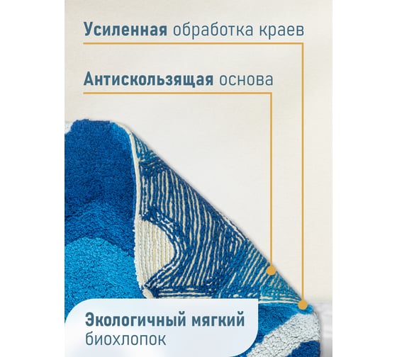 Коврик для ванной Fora Волны одинарный, голубой, 60х100 cm 2823-1 100BL