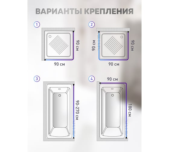 Карниз для ванной FORA алюминиевый, универсальный, белый 390KUW