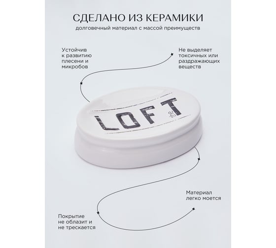Мыльница Fora  LOFT настольная, керамика FOR-LT036