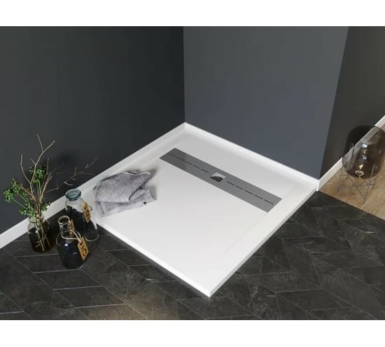 Поддон Aquanet 007 Delight NEW литьевой 900х900х30мм, крышка из нерж, белый камень 00255441