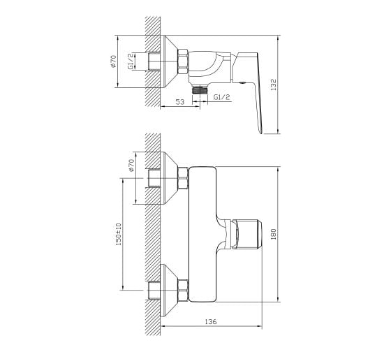 Смеситель для душа Avapax Main латунь, D30, хром AP03171C