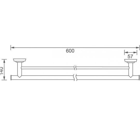 Держатель для полотенца Aquanet 4724D 60 см, двухрядный, хром 00189294