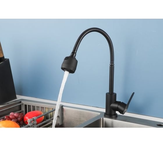 Смеситель для кухни Avapax Elbe сталь SUS 304, D35, черный AP01278B