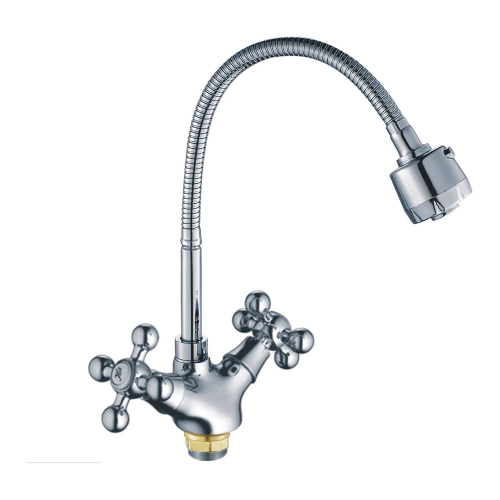 Смеситель для кухни мойки CRON с высоким гибким изливом, хромированный ...