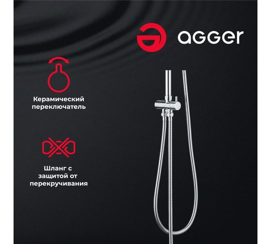 Душевая система Agger Fresh без смесителя с двумя квадратными лейками A0494000