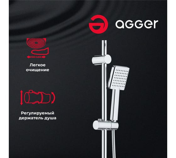 Душевая система Agger Fresh без смесителя с двумя квадратными лейками A0494000