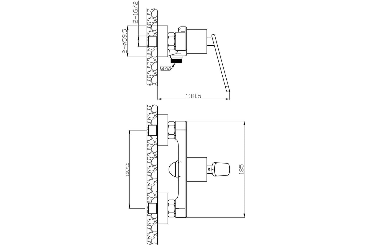Однозахватный смеситель для душа Agger Beauty без душевого набора ...