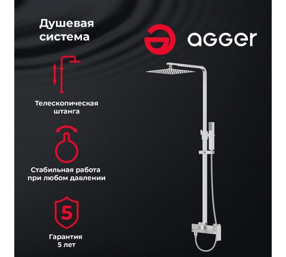 Душевая система Agger Great с декором для ванны и душa A2893311