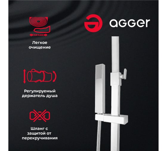 Душевая система Agger Great с декором для ванны и душa A2893311