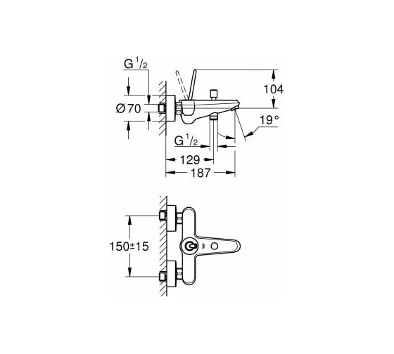 Смеситель для ванны Grohe EDS Joystick внешний монтаж 23431000