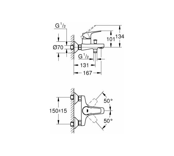Смеситель для ванны Grohe BauFlow 23756000