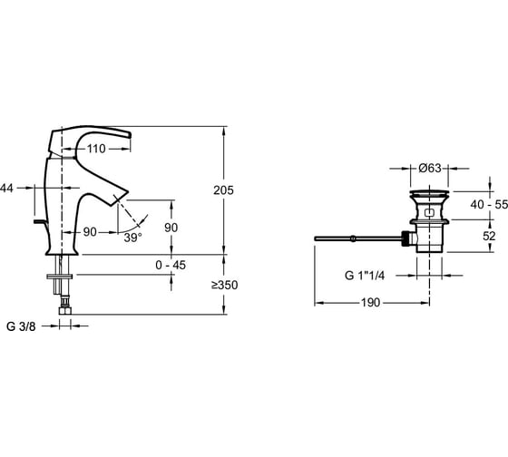 Смеситель для раковины JACOB DELAFON E72680-CP SYMBOL 00000012263